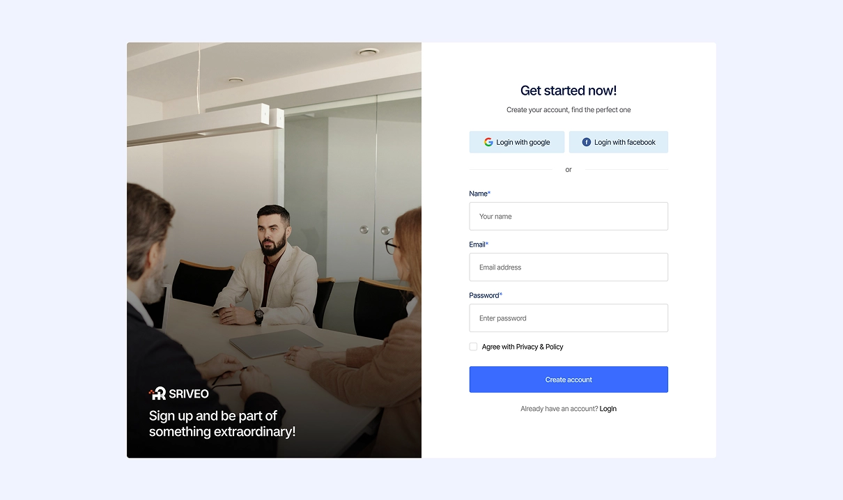Sriveo-landing-sign-up