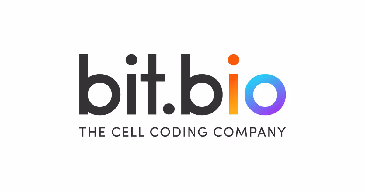 bit.bio logo with text The Cell Coding Company below, featuring a colorful gradient on the letter i and o.