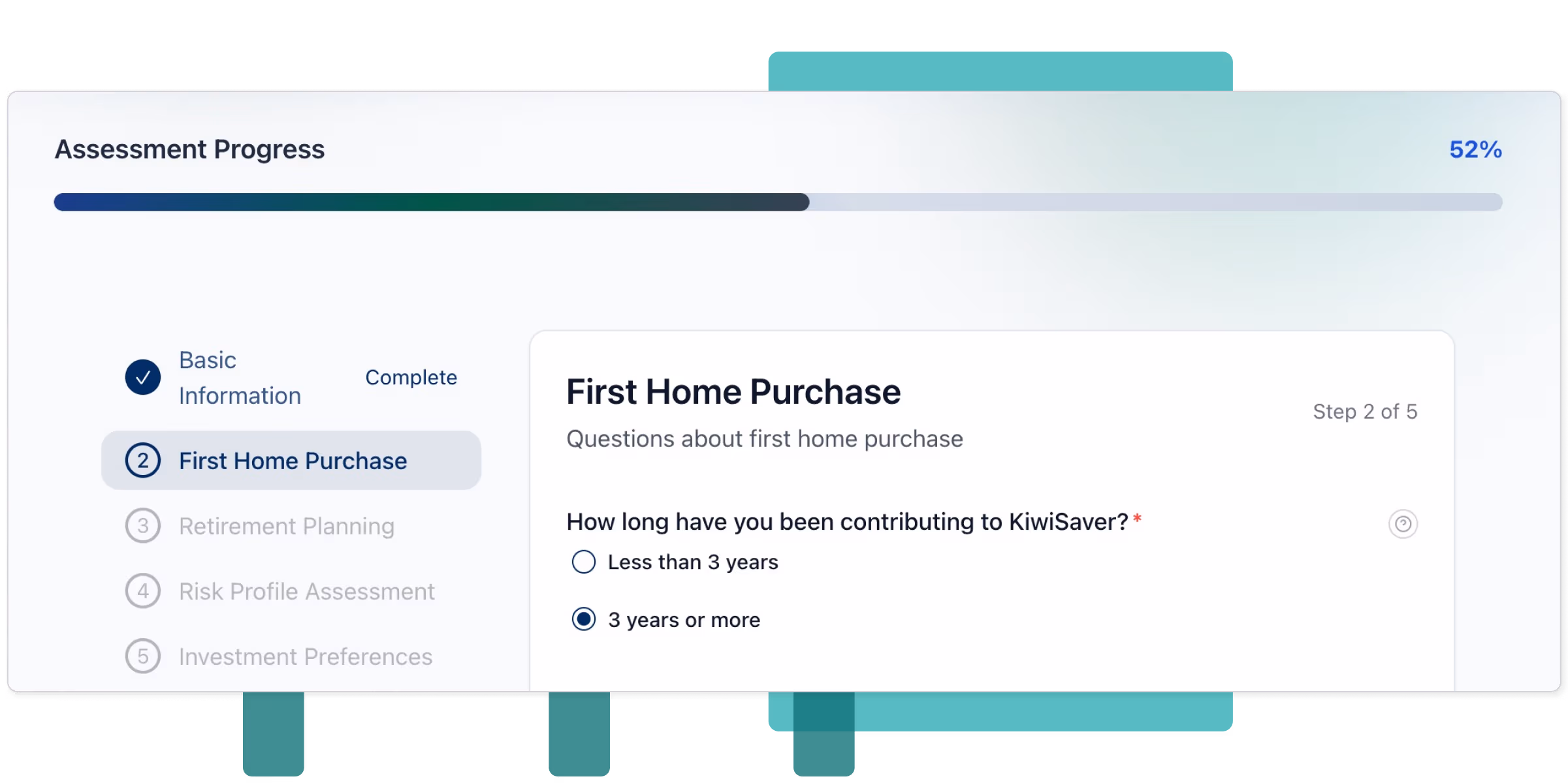 Intelliwealth interface - Assessment progress