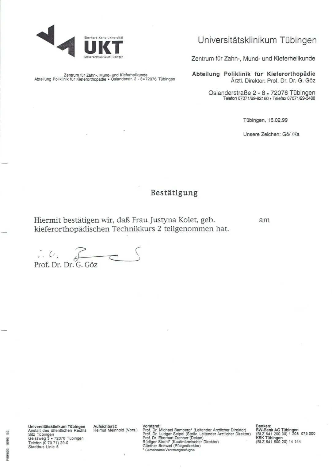 certyfikat-techniki-ortodontyczne-uniwersytet-tubingen-justyna-wichlinska