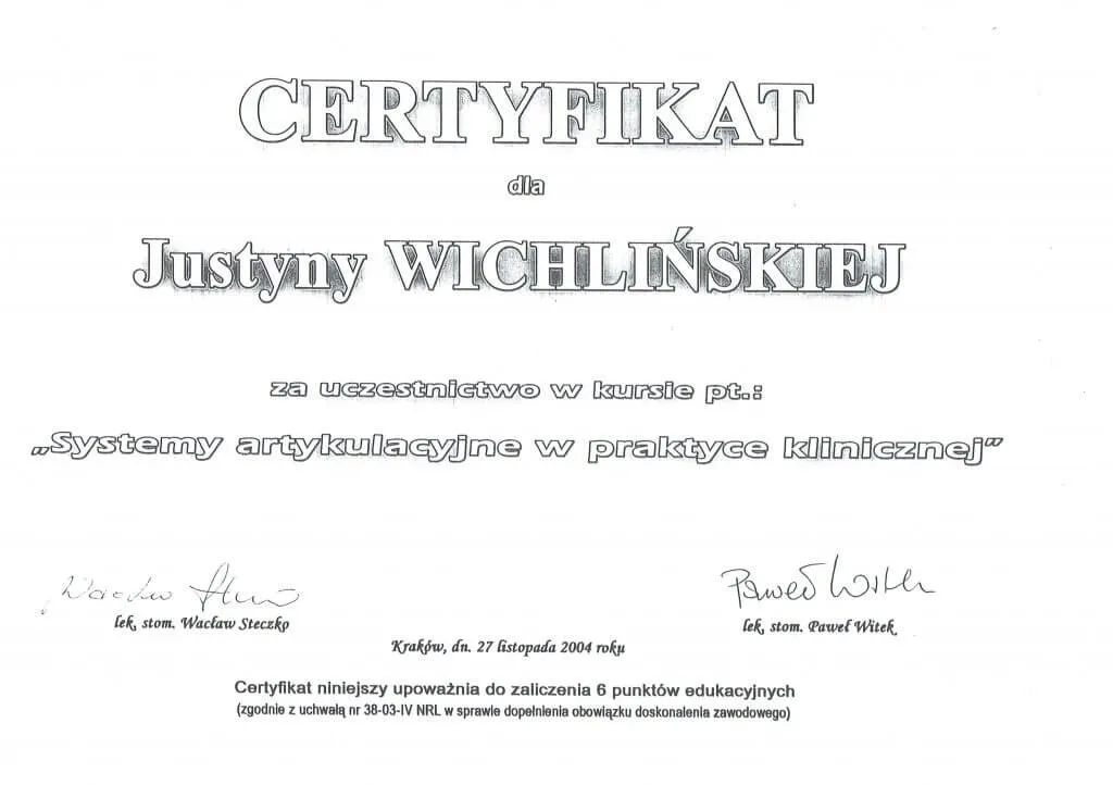 certyfikat-systemy-artykulacyjne-w-praktyce-klinicznej-justyna-wichlinska