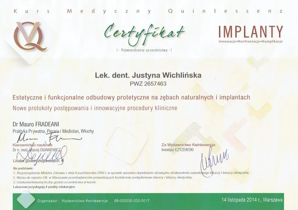 certyfikat-odbudowy-protetyczne-na-implantach-i-zebach-naturalnych-justyna-wichlinska