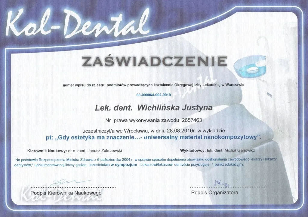 certyfikat-material-nanokompozytowy-gdy-estetyka-ma-znaczenie-justyna-wichlinska