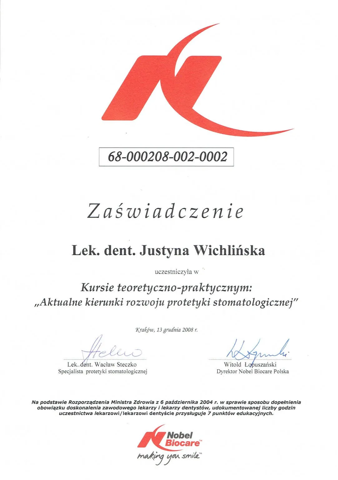 certyfikat-aktualne-kierunki-rozwoju-protetyki-stomatologicznej-justyna-wichlinska