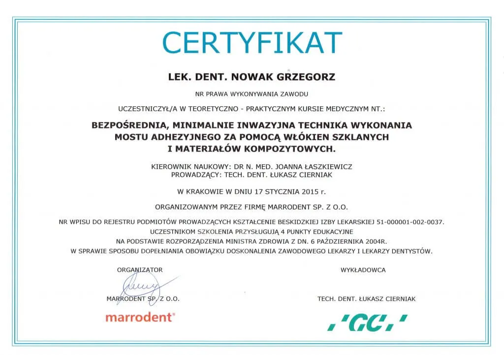 certyfikat-most-adhhezyjny-wlokna-szklane-grzegorz-nowak-marrodent-2015