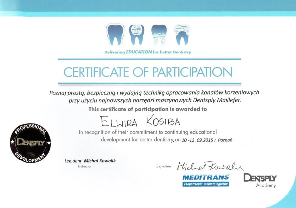 certyfikat-elwira-kosiba-gorecka-endodoncja-dentsply-poznan