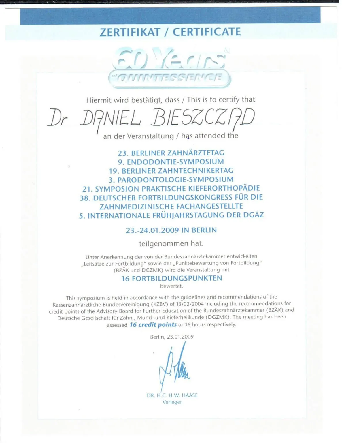 certyfikat-endodoncja-parodontologia-berlin-daniel-bieszczad-2009