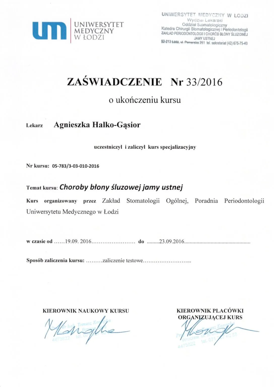 zaswiadczenie-choroby-blony-sluzowej-lodz-agnieszka-halko-gasior