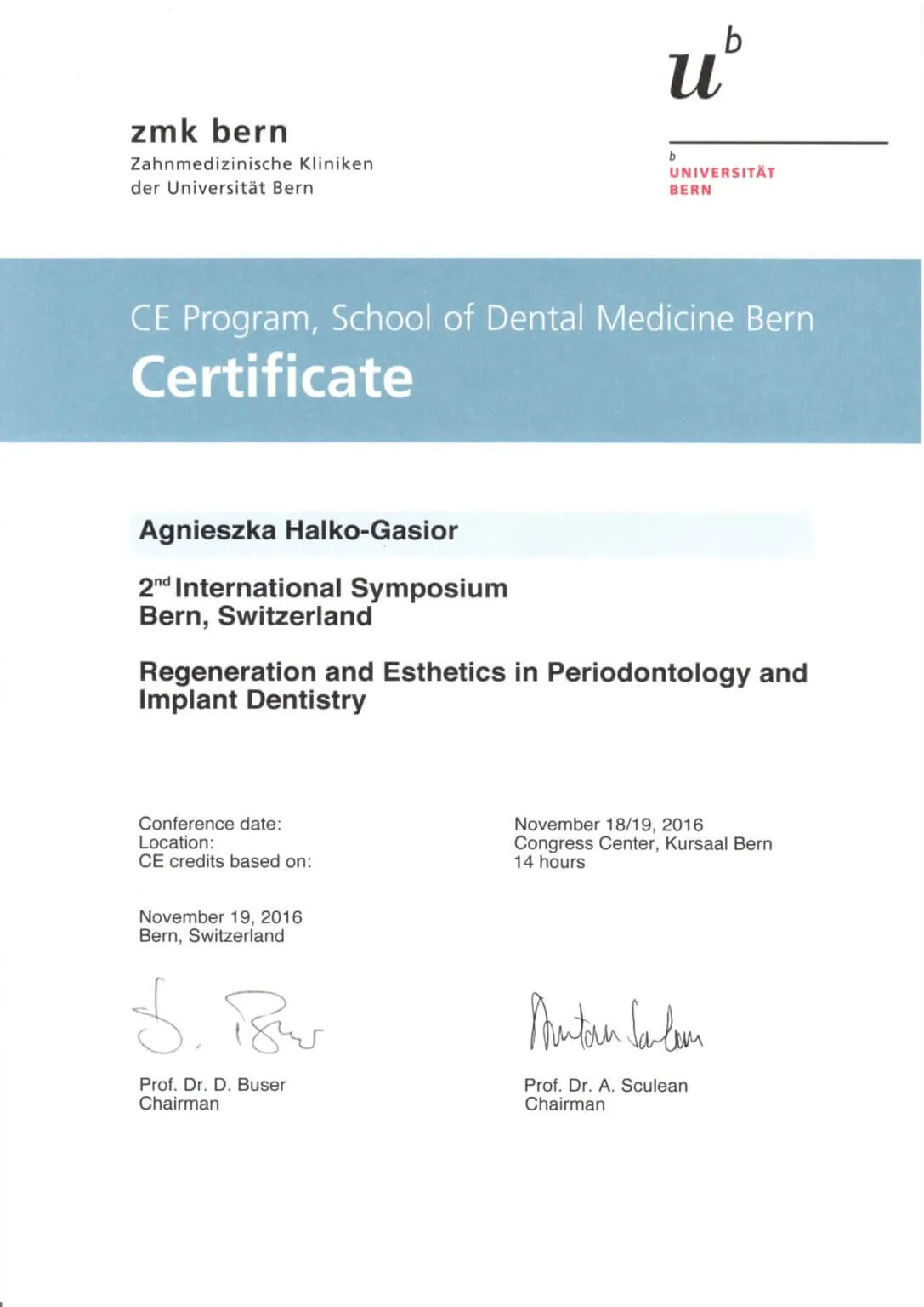 certyfikat-sympozjum-periodontologia-i-implantologia-bern-agnieszka-halko-gasior
