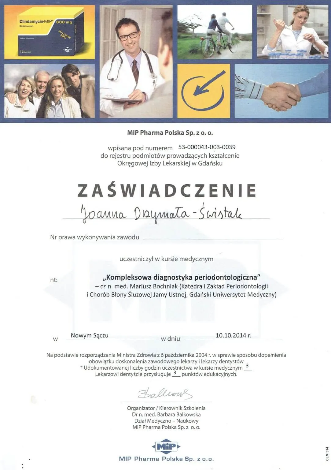 certyfikat-urazy-zebow-metody-leczenia-joanna-drzymala-swistak-krakow-2013