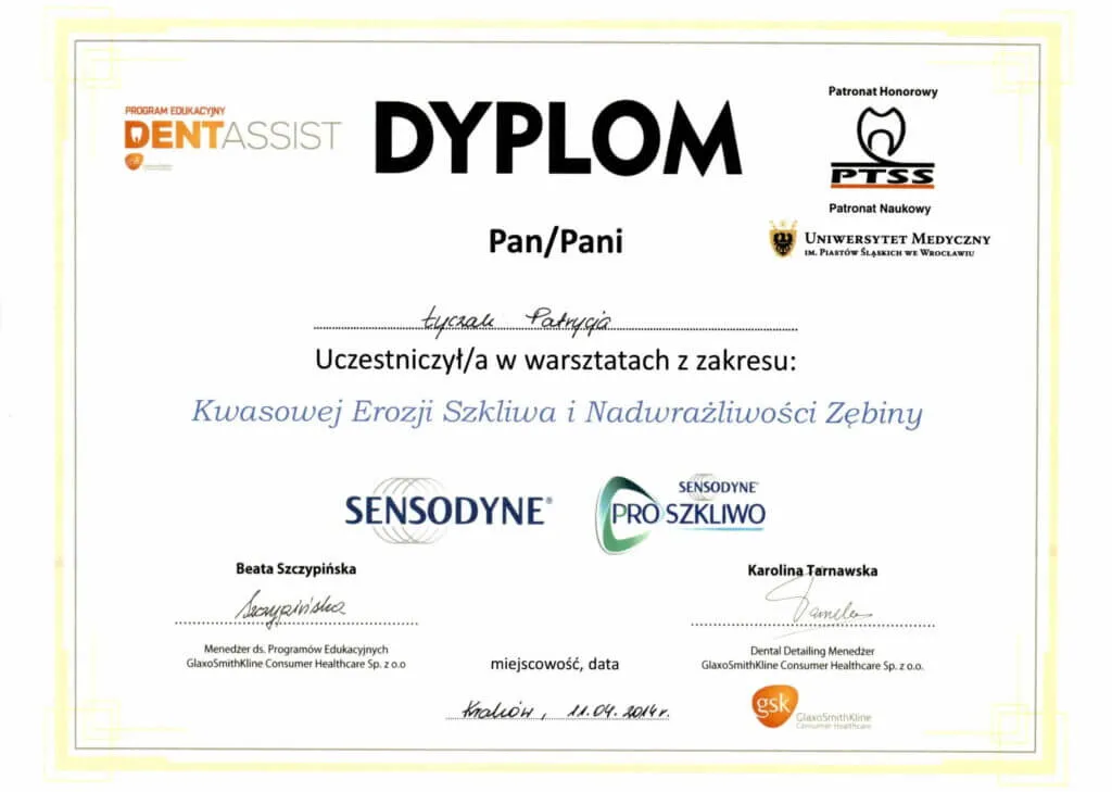 certyfikat-warsztaty-kwasowa-erozja-i-nadwrazliwosc-zebiny-patrycja-lyczak-krakow-2014