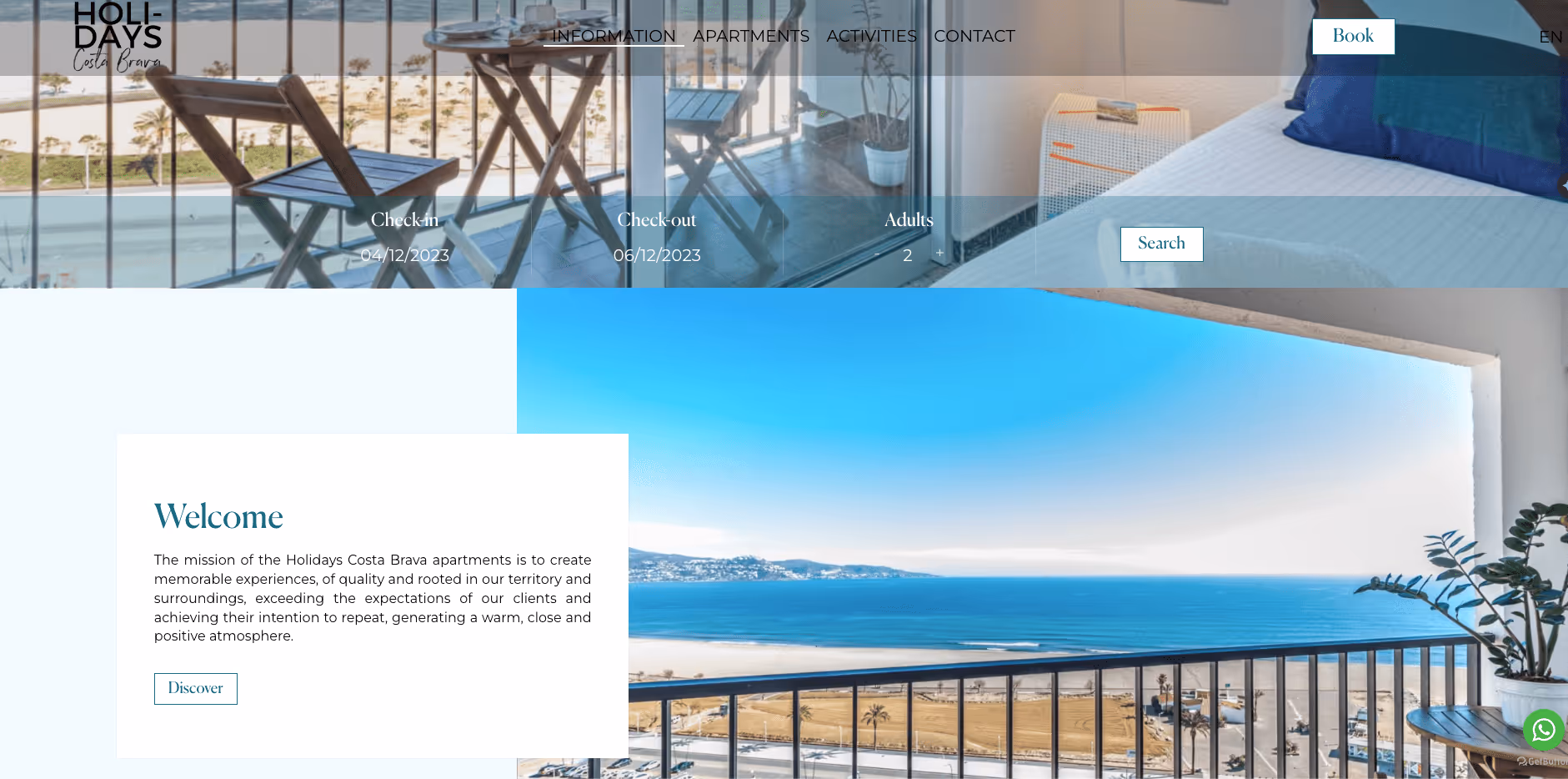 Infographic of an example of best hotel website design: "The Holidays Costa Brava"