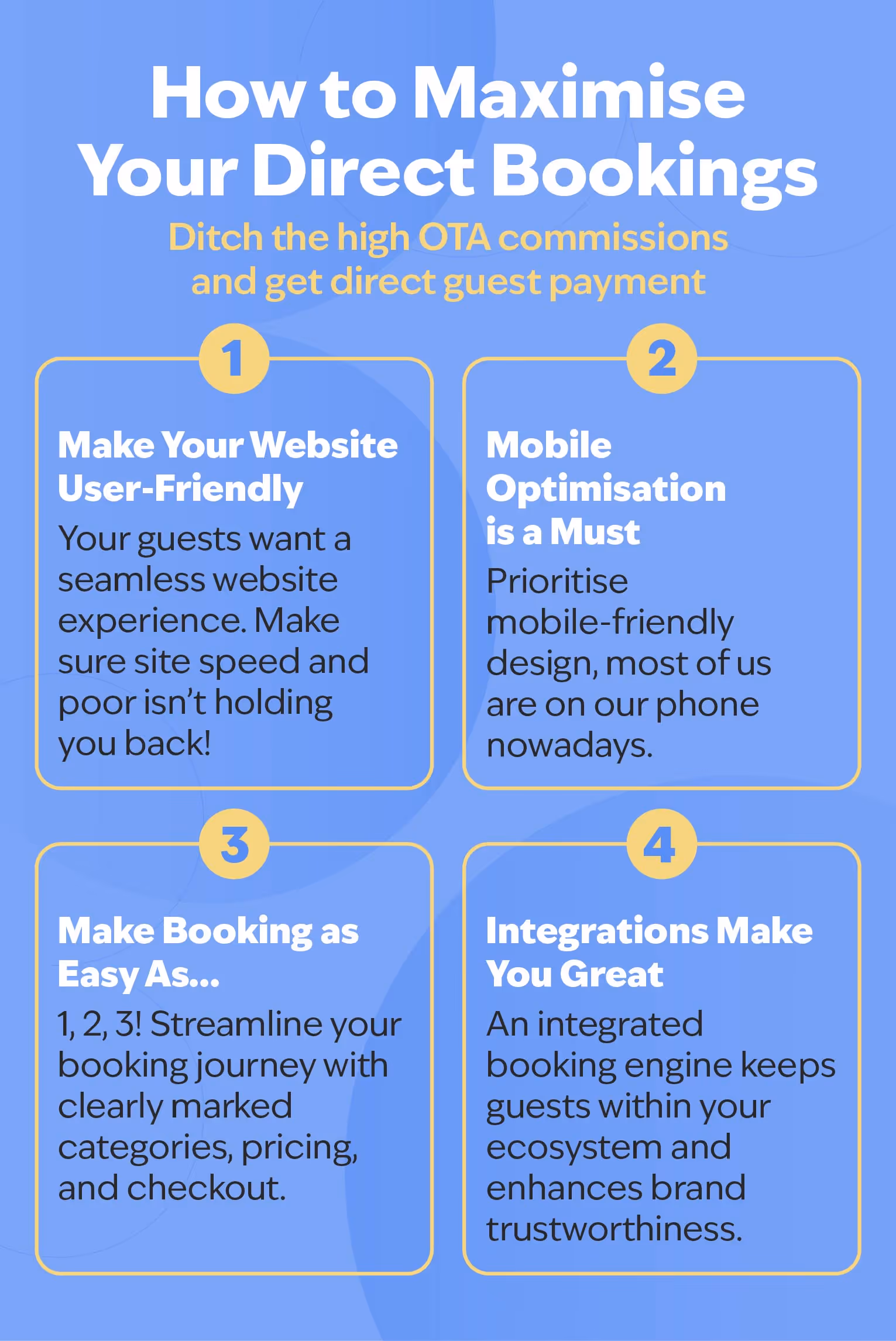 Infographic of how to maximise your direct bookings.