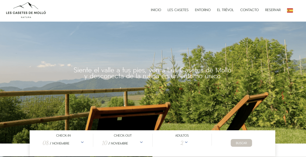 Infografia del diseño web de les Casetes de Molló con Amenitiz