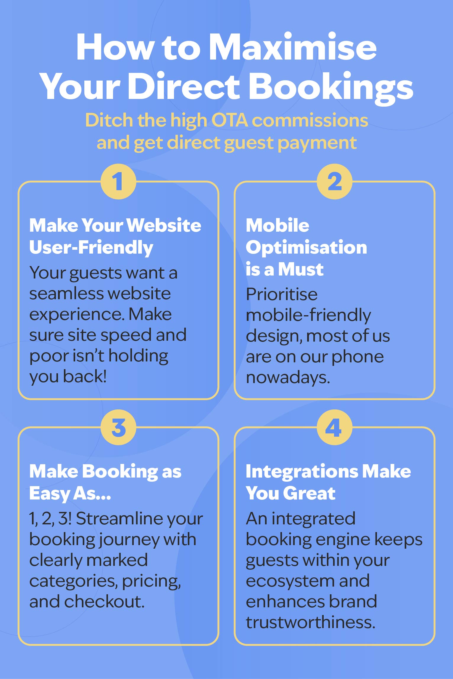Infographic of how to maximise your direct bookings.