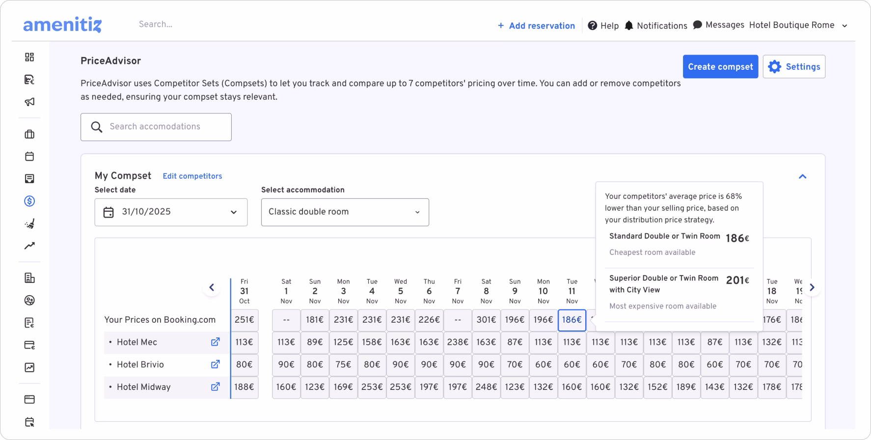 Amenitiz Property Management Software - Dynamic Pricing (Price Advisor)
