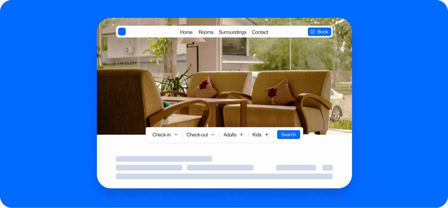 Image d'un site web ayant amélioré son taux de conversion grâce à l'utilisation du moteur de réservation intégré Amenitiz et ayant conçu un nouveau site web destiné à une meilleure conversion des réservations.