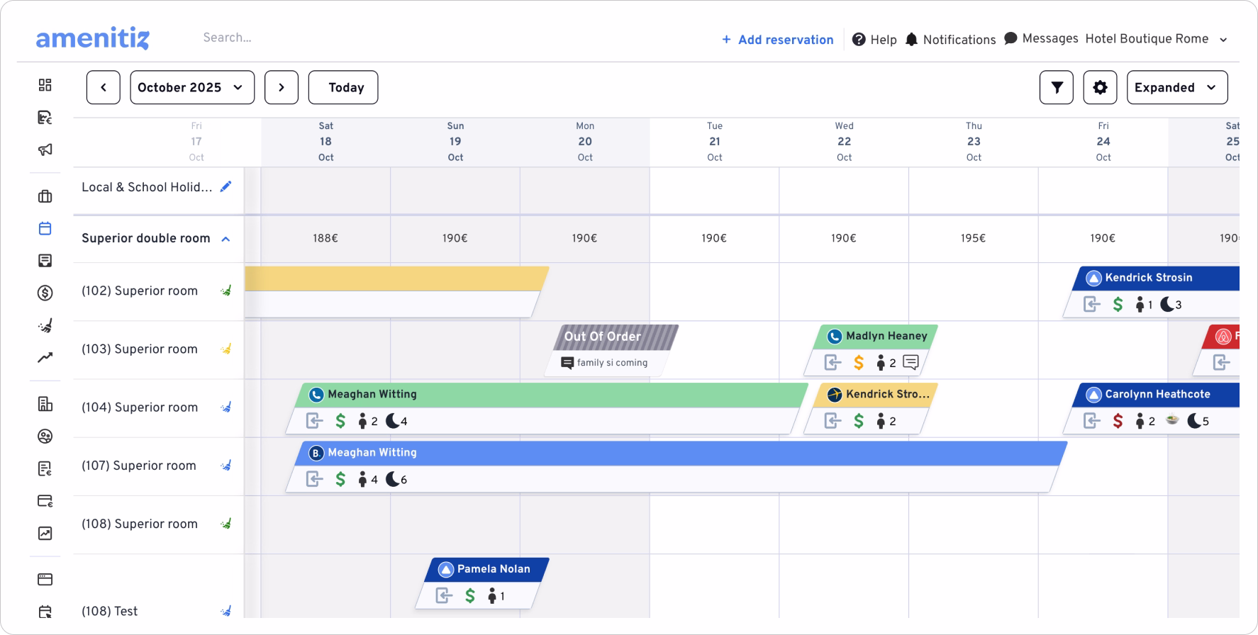 Amenitiz's Reservation Calendar Dashboard