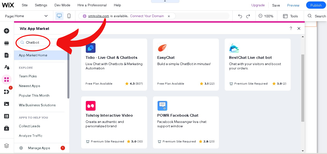 Add wix chatbot