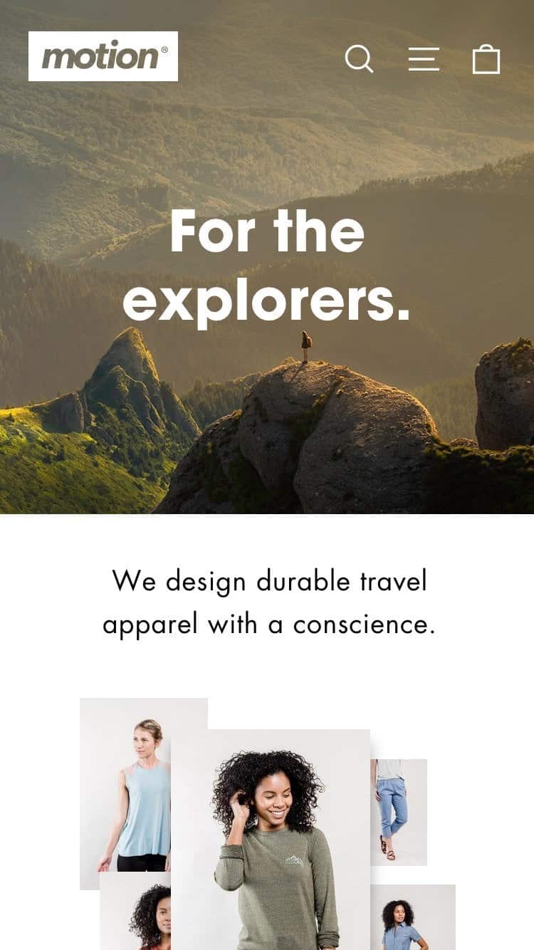 A screenshot showing the interface of Motion Shopify theme that supports video headers