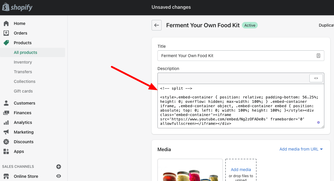 Add <!– split –> after product description