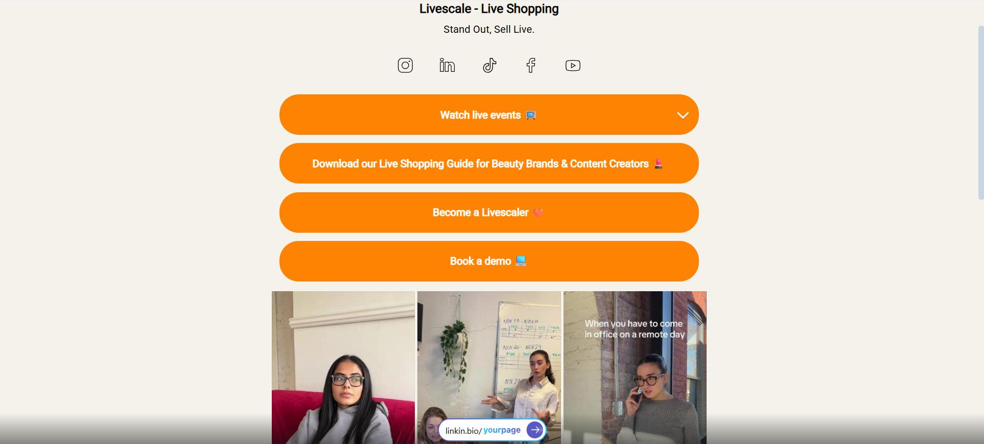Livescale homepage
