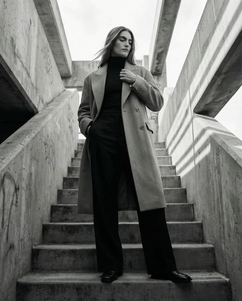 Fashion editorial B&W staircase