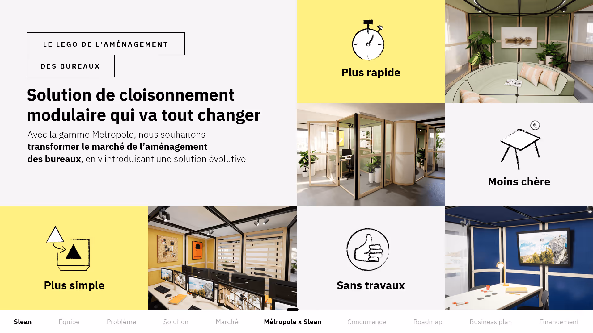 Solution modulaire de cloisonnement pour bureaux plus rapide, moins chère, simple et sans travaux.