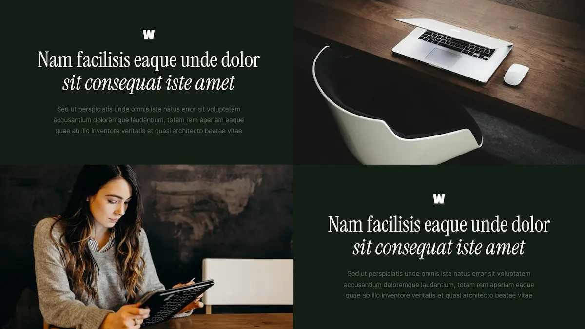Quattre slides dans une présentation PowerPoint