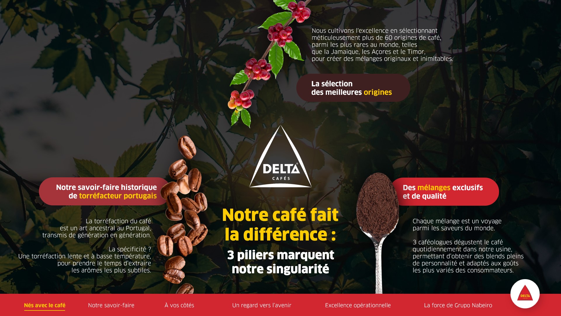 Exemple de slide pour une présentation PowerPoint réalisée par Histoires de Slides pour Delta Cafés