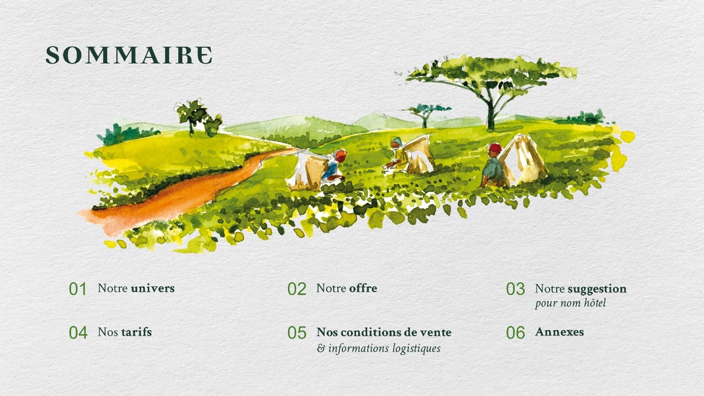 Exemple de slide réalisée par l'Agence PowerPoint Histoires de Slides pour l'entreprise Palais des thés