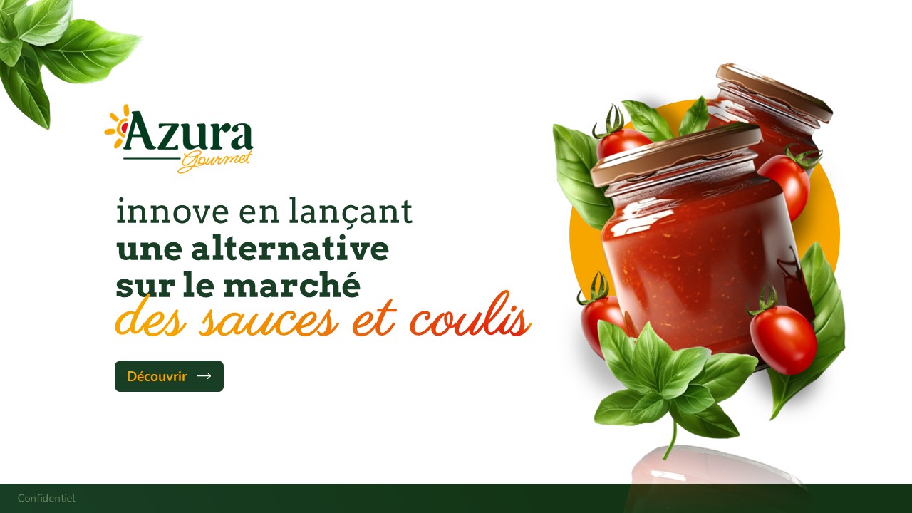 Exemple de slide réalisée par l'agence PowerPoint Histoires de Slides pour l'entreprise Azura - Page de garde
