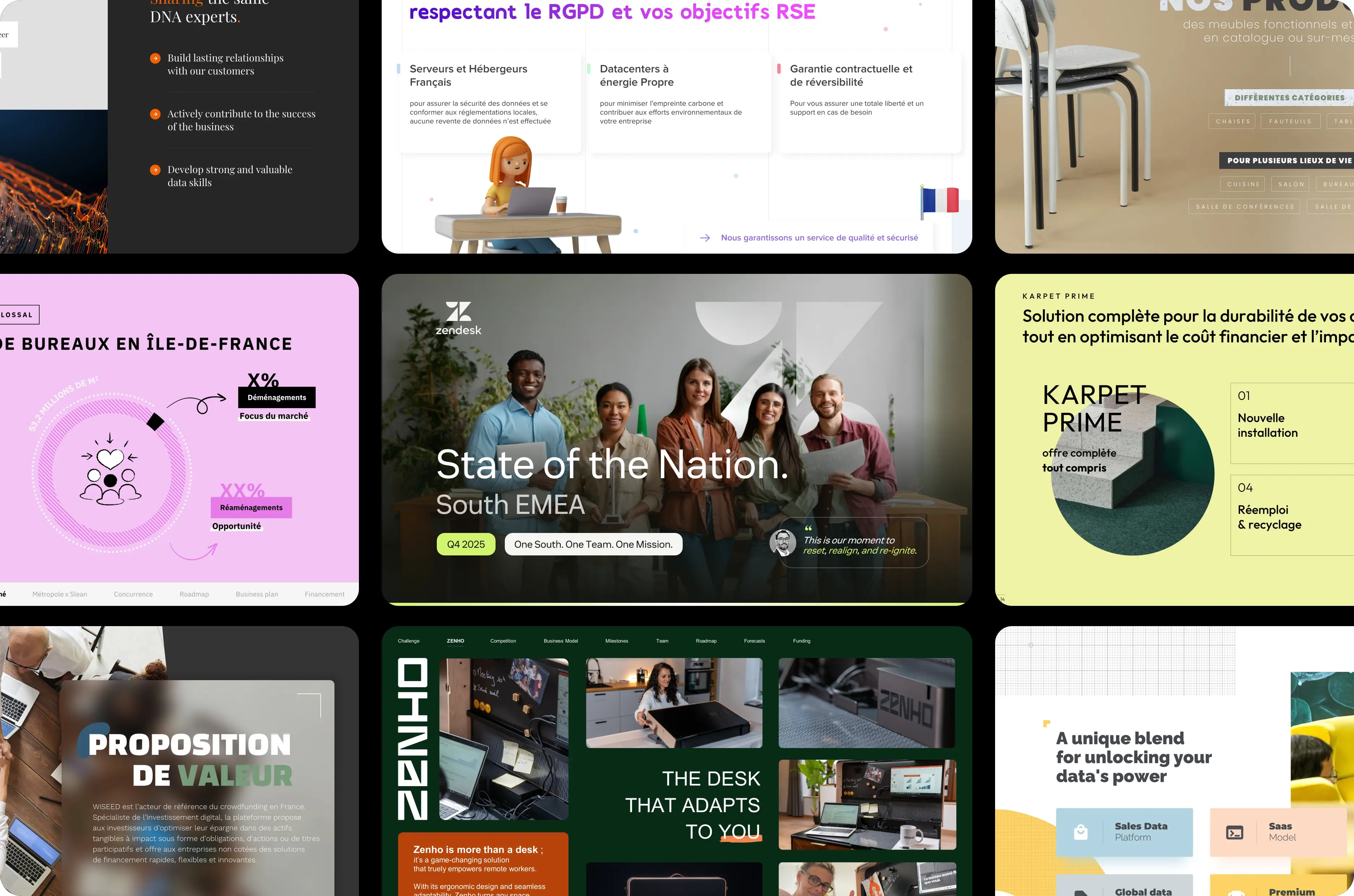 compilation de slides de pitchdecks et levées de fonds