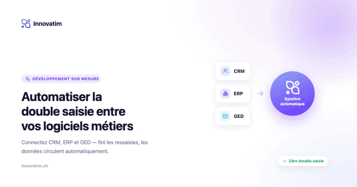 Automatiser la double saisie entre vos logiciels (CRM, ERP, GED) : le guide pour PME romandes