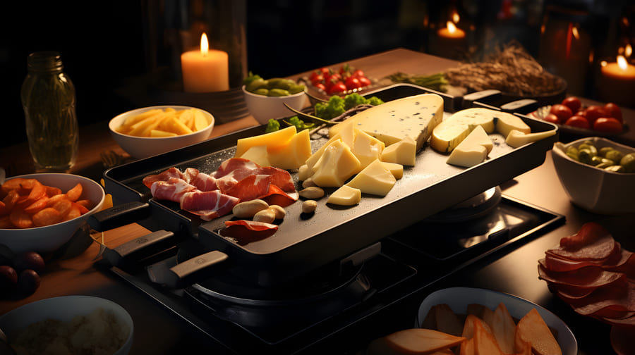 Préparation de la table et de l’appareil pour une soirée raclette