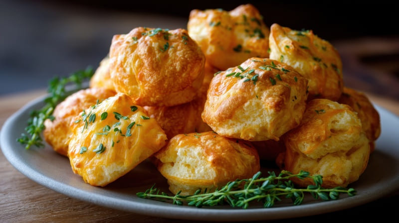 Gougères au comté servies tièdes pour un apéritif gourmand
