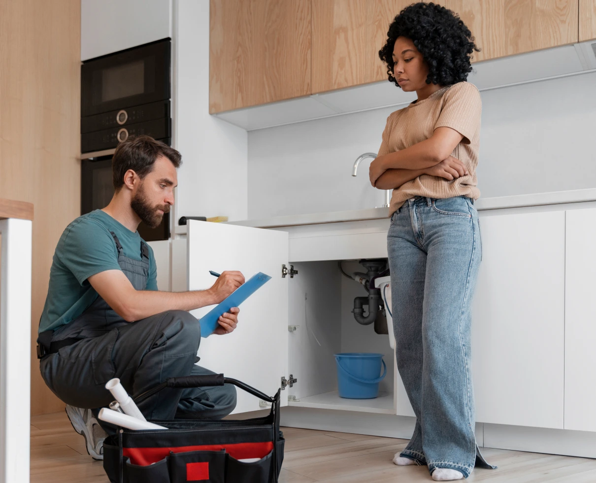 A Plumber Giving a Quote to a Client