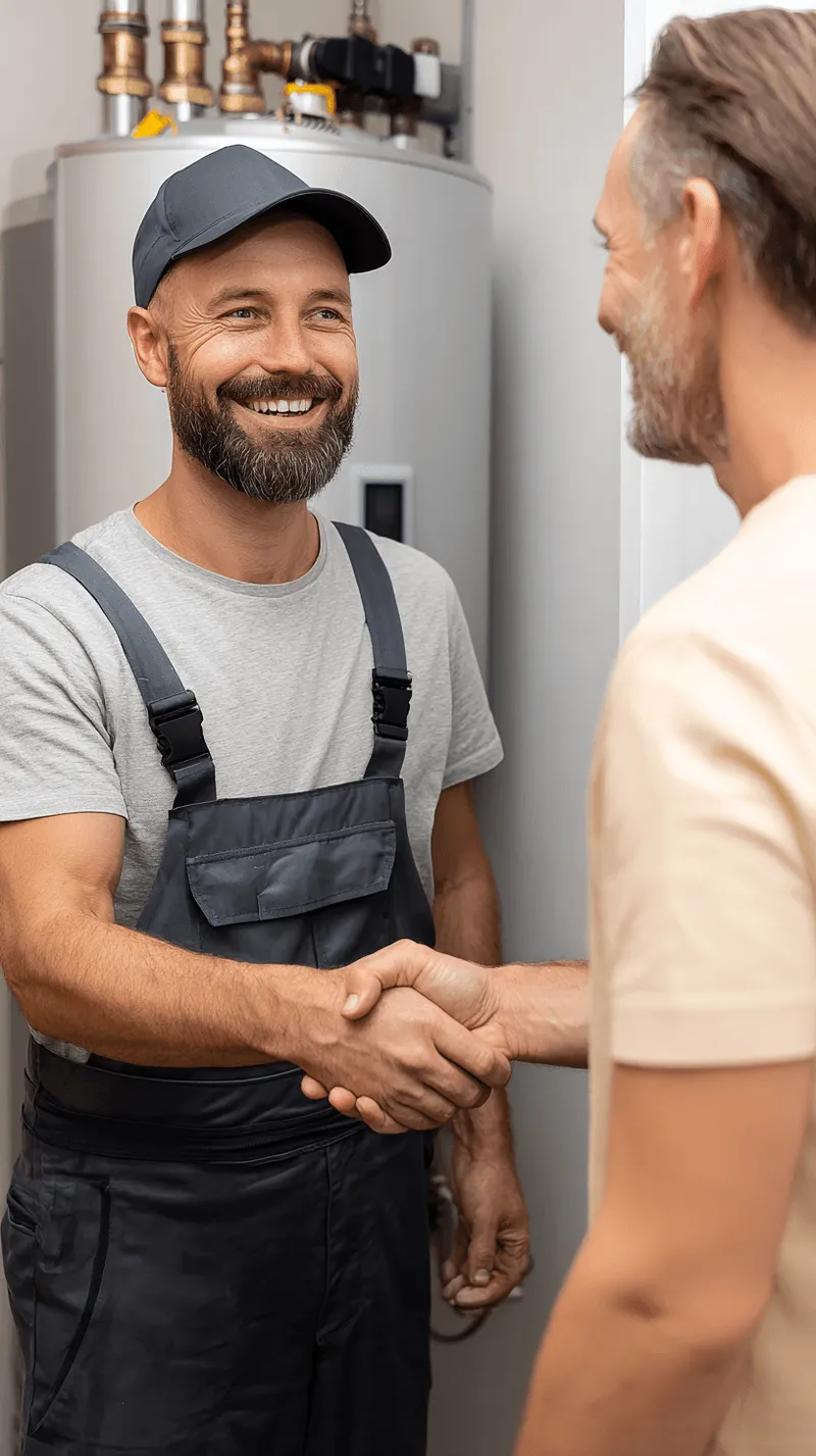 A happy clients shaking the client's hand