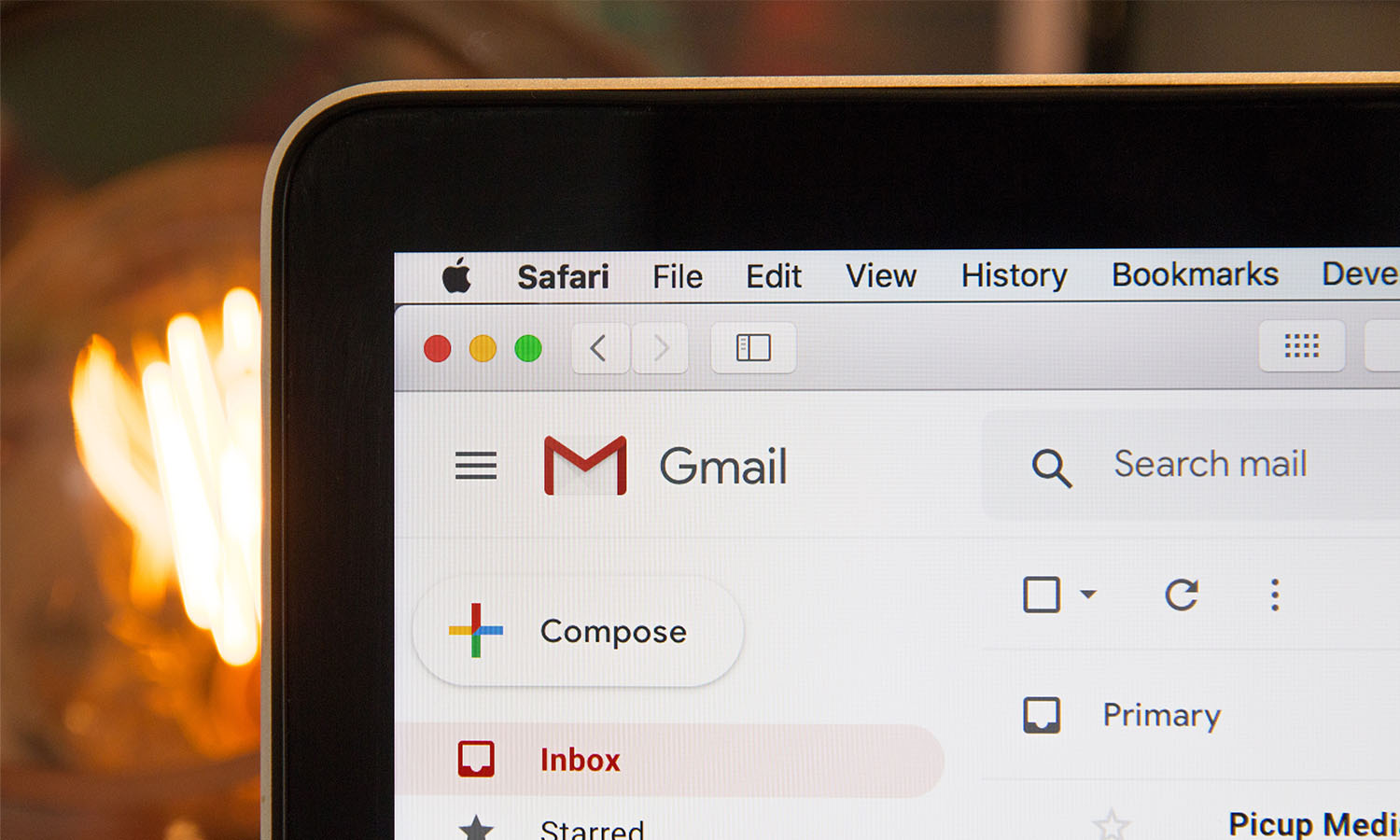 A web browser open on a laptop with Gmail open