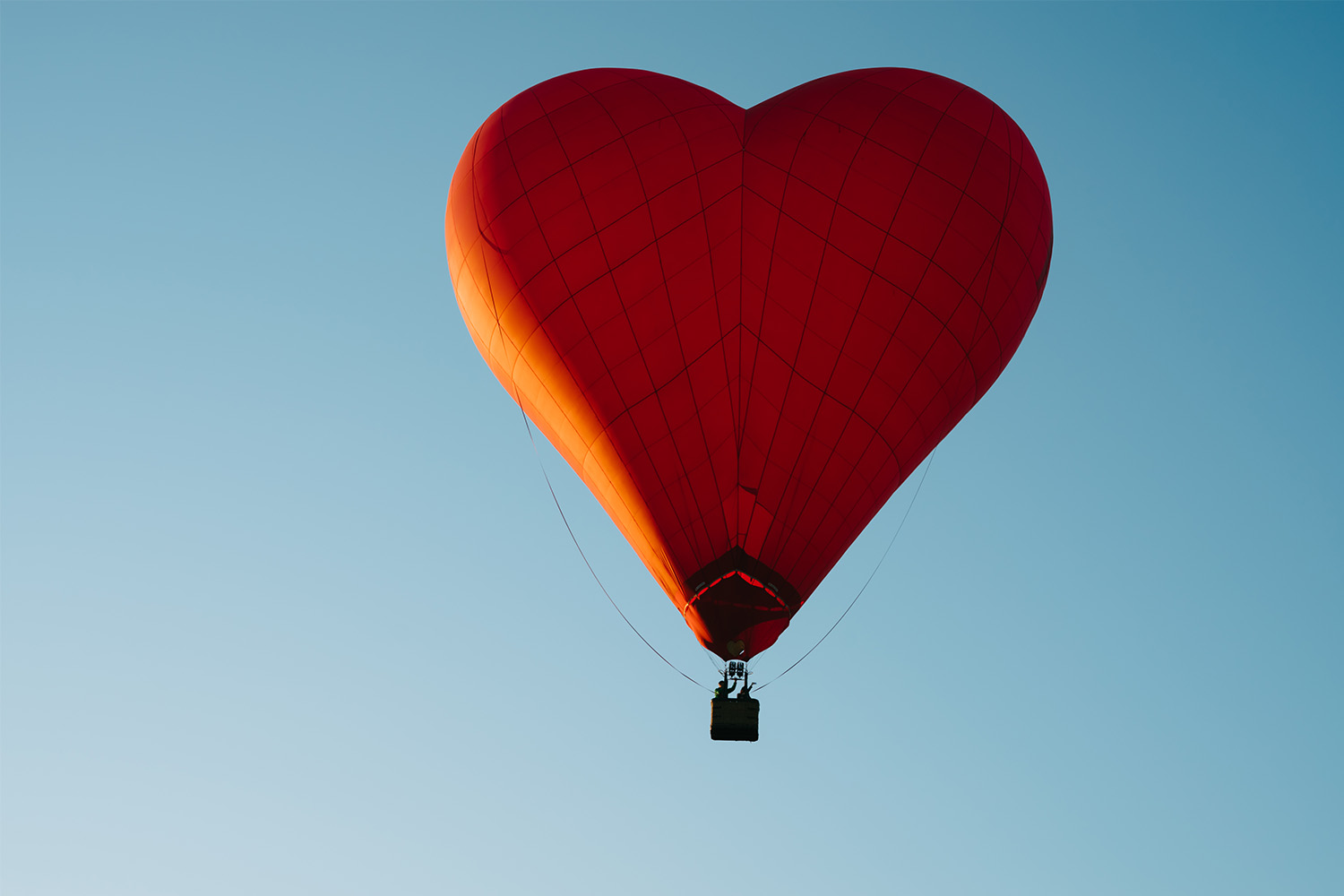 A heart shaped hot air balloon
