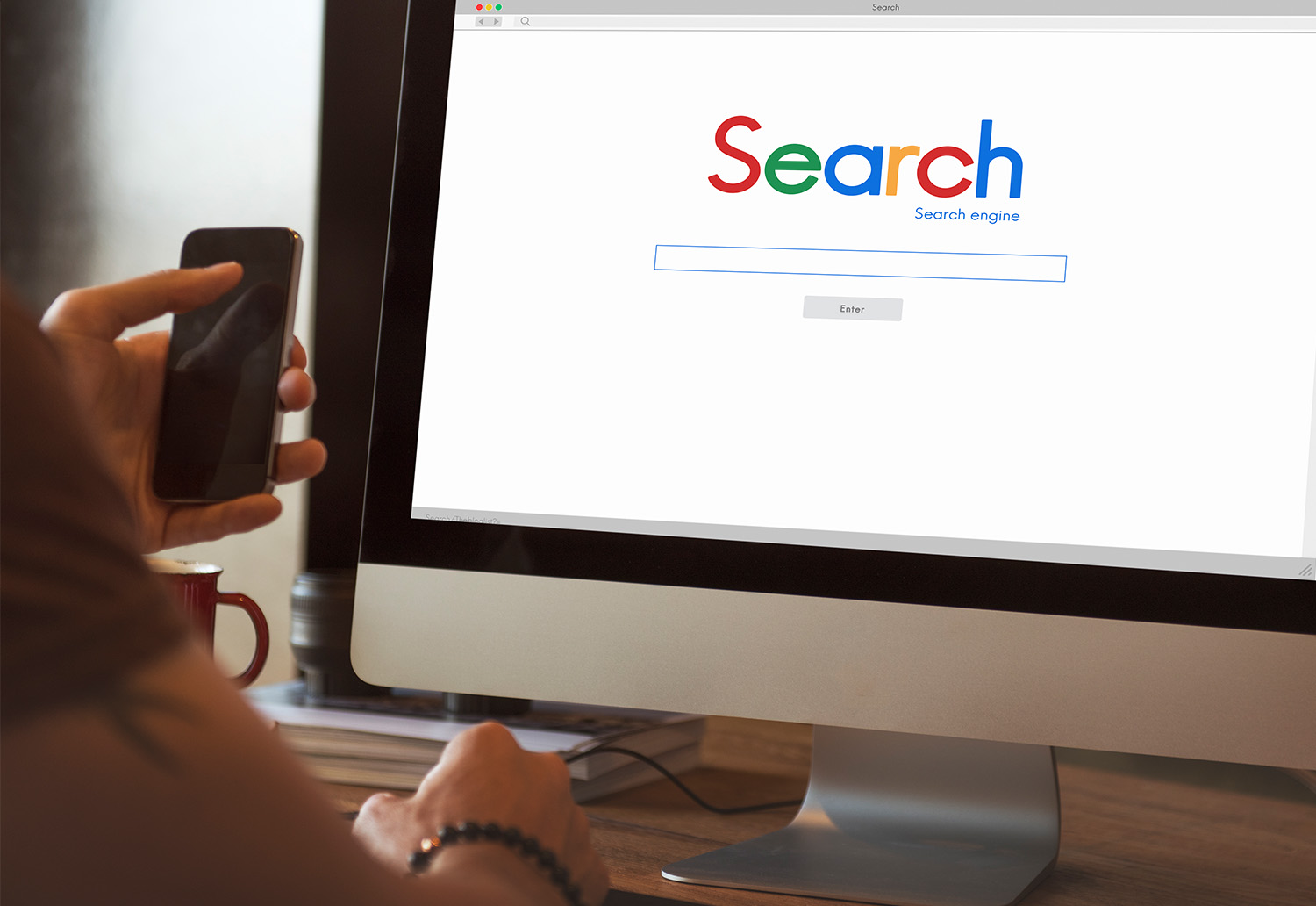Search engine open on computer