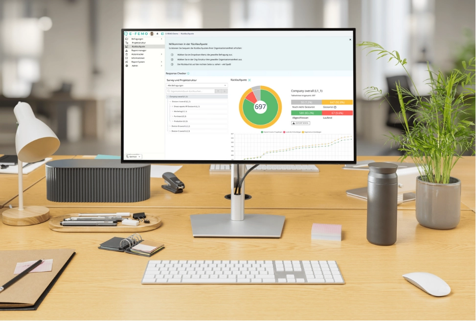 The E-FEMO platform on a screen in an office.