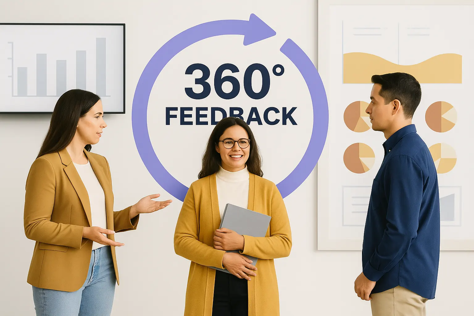 A female leader getting feedback from surrounding colleges. 