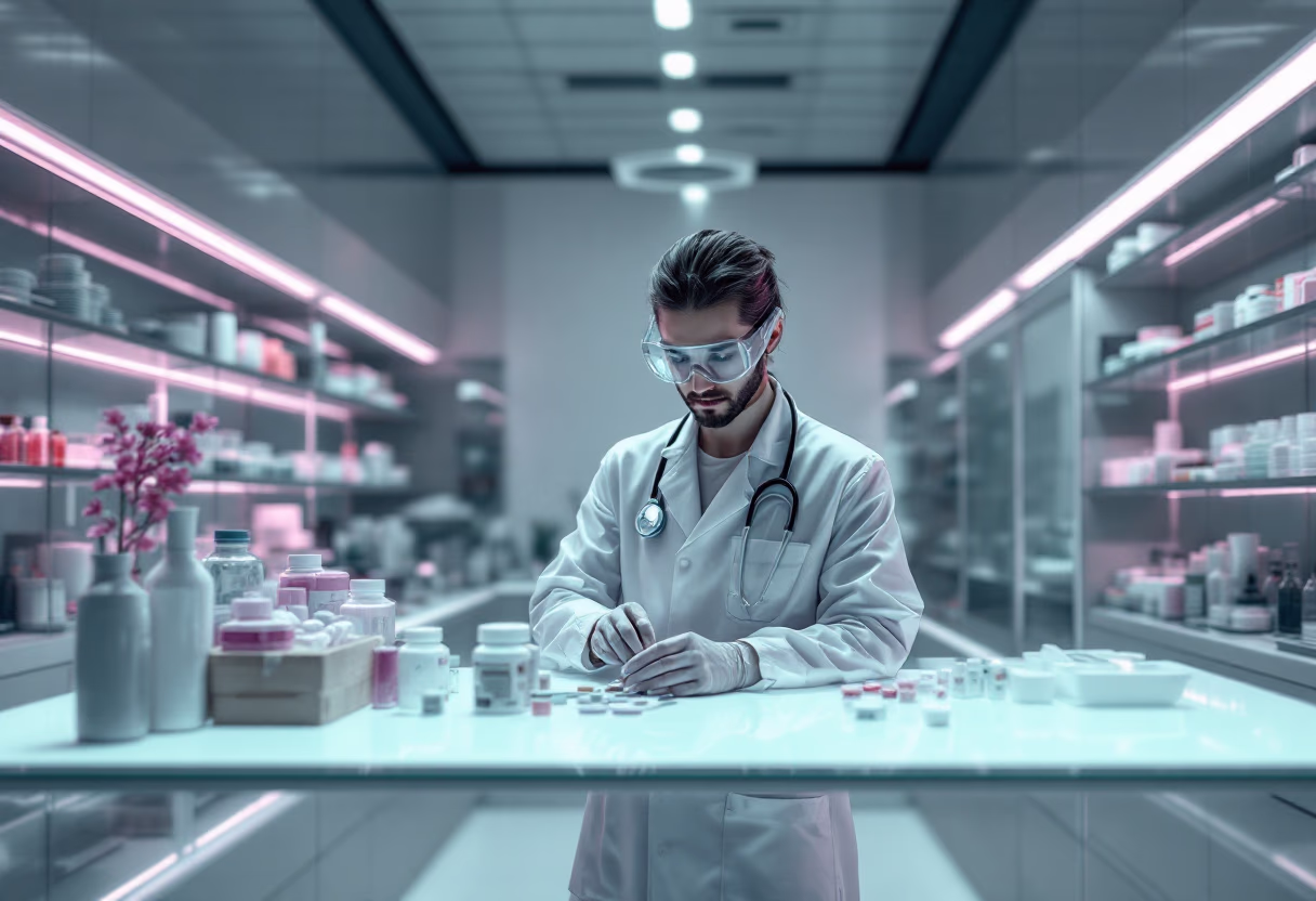 image of pharmacist preparing prescriptions