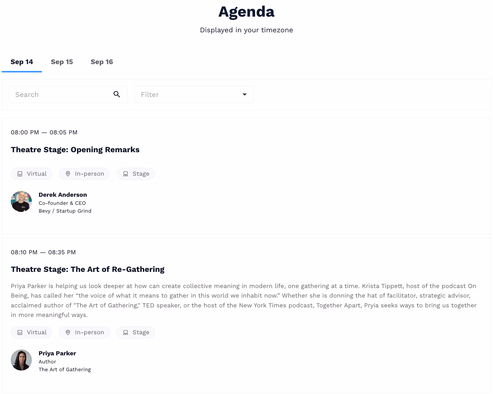 Features of Bevy's Event Page Builder 