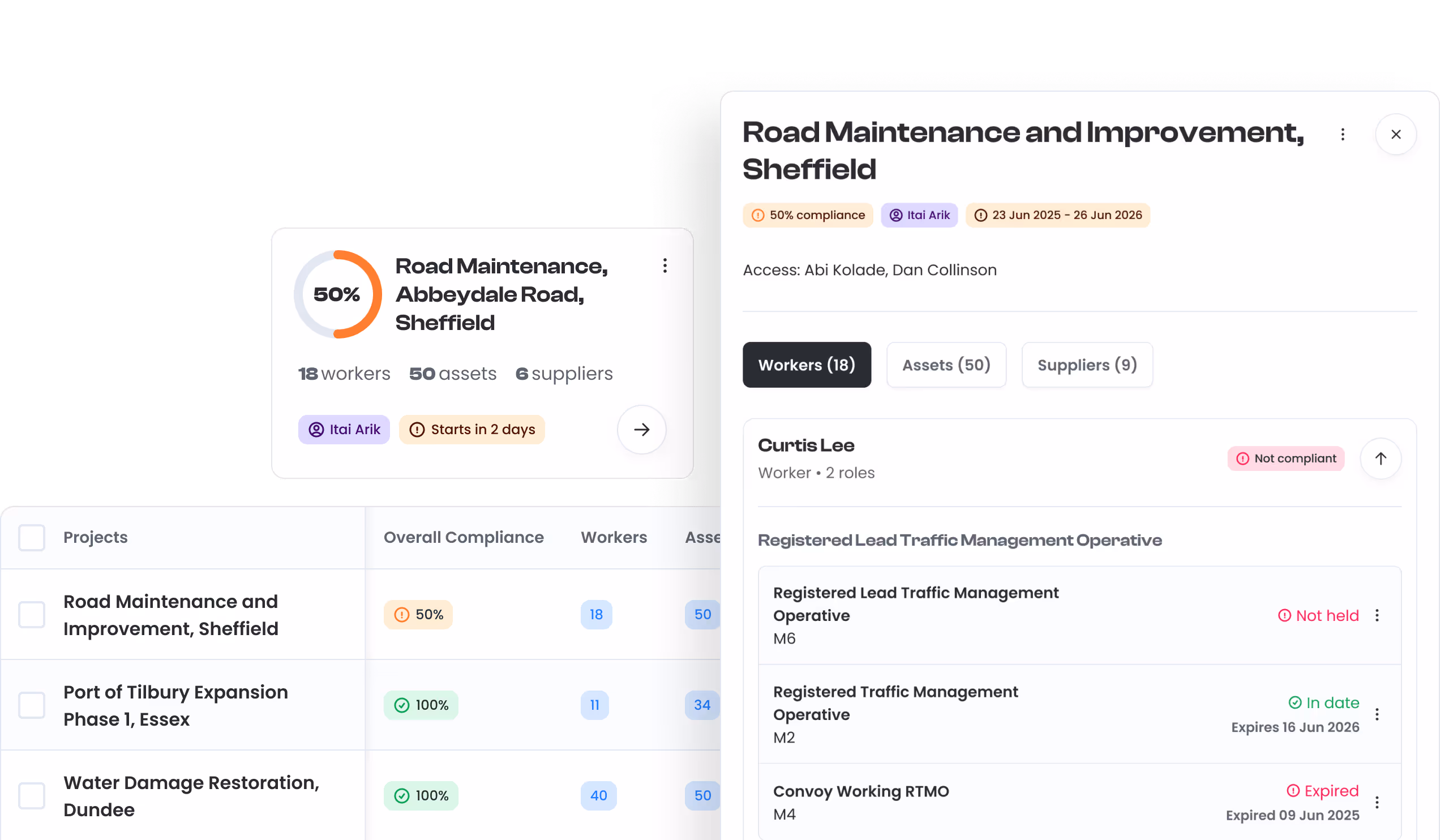 Some shots of the project feature and how can you track compliance of active projects.