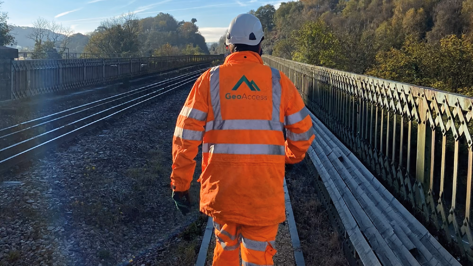 A railway engineer in hi-vis.