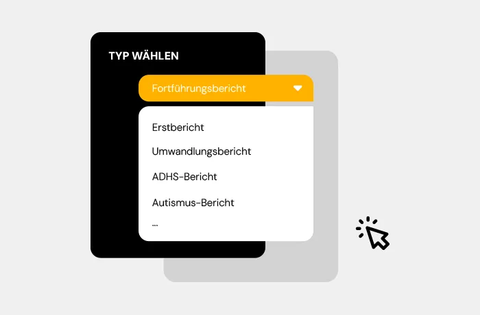 Auswahl eines Berichtstyps aus verschiedenen Vorlagen im Doculina-System