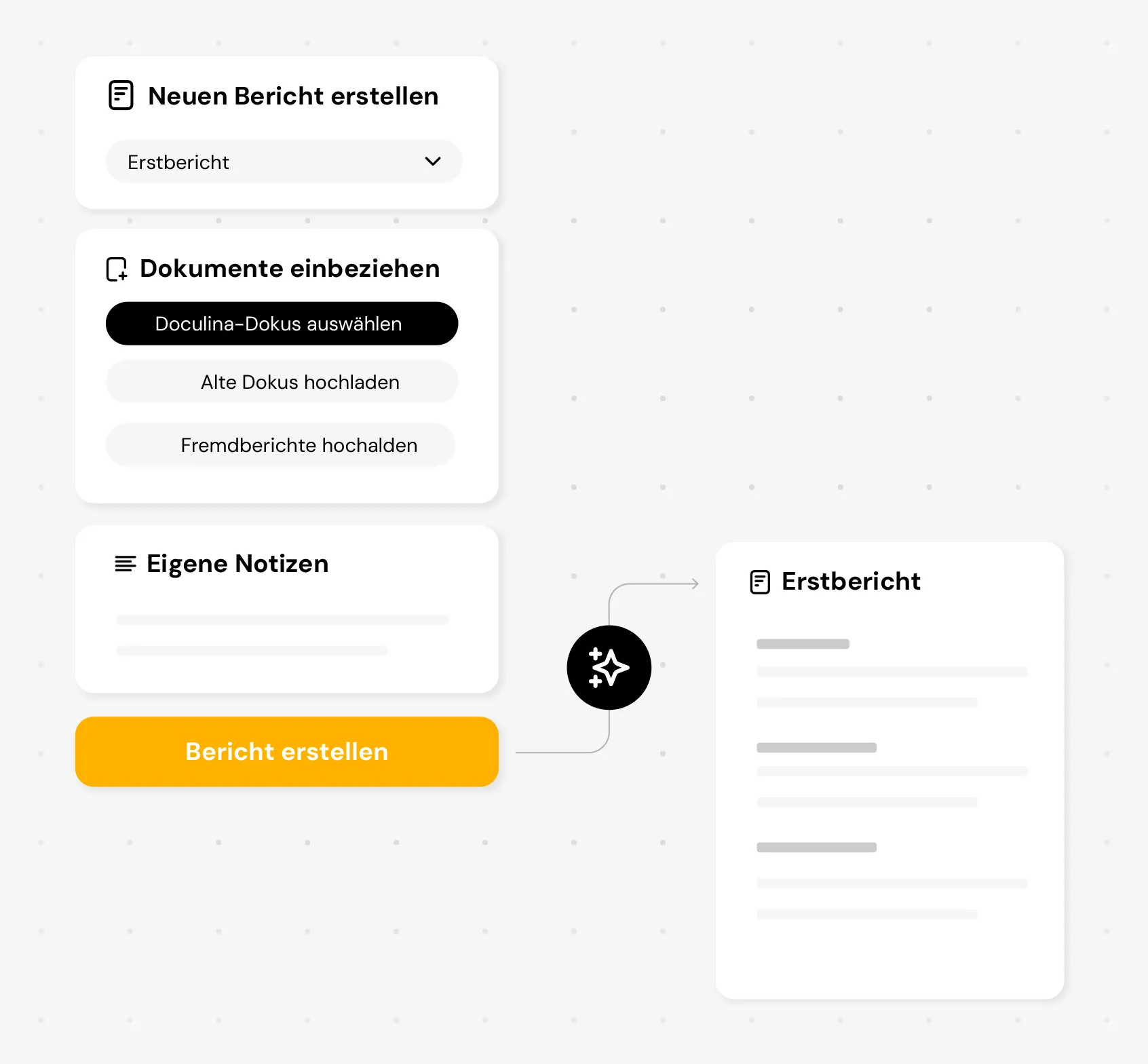 Benutzeroberfläche zur KI-gestützten Erstellung eines Gutachterberichts (PTV3)