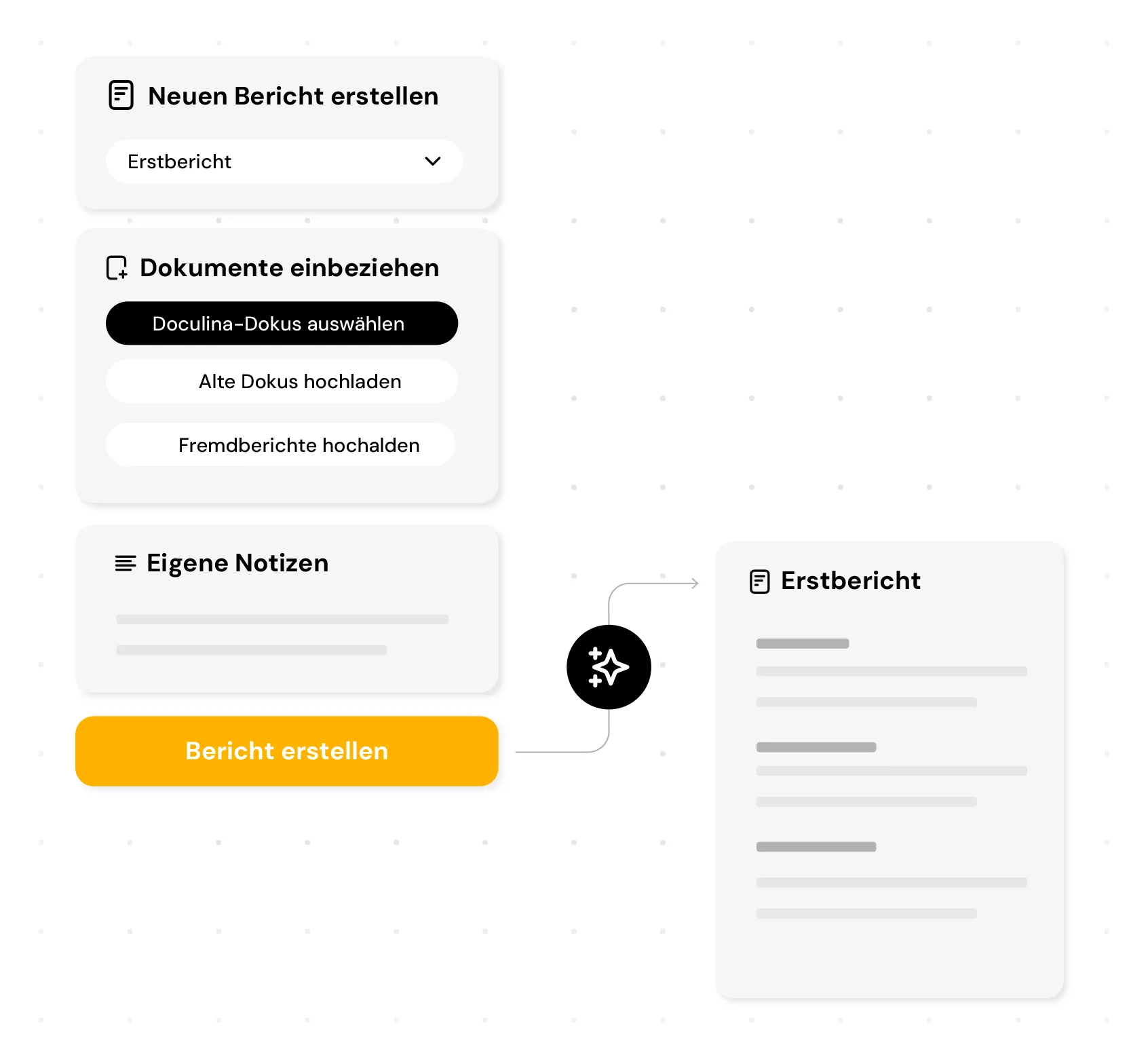 Benutzeroberfläche zur KI-gestützten Erstellung eines Gutachterberichts (PTV3)